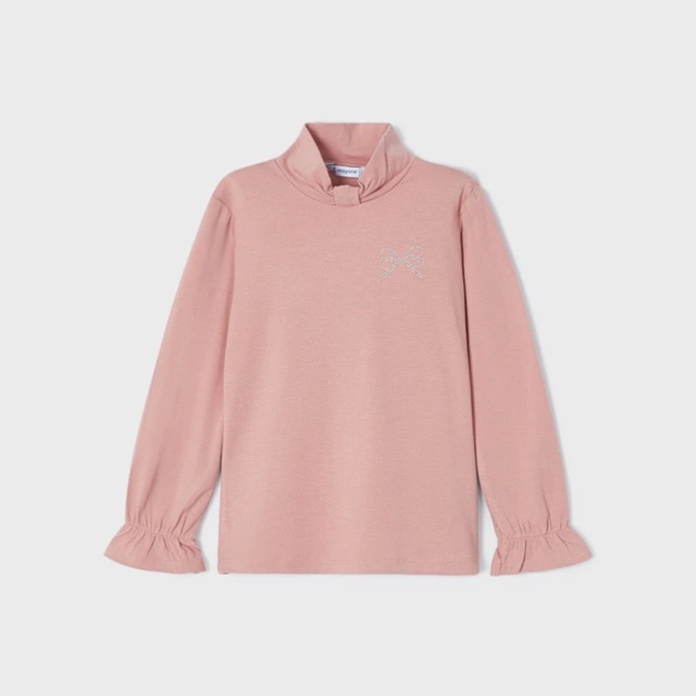 Mayoral Girls Ruffle Turtleneck in Pink